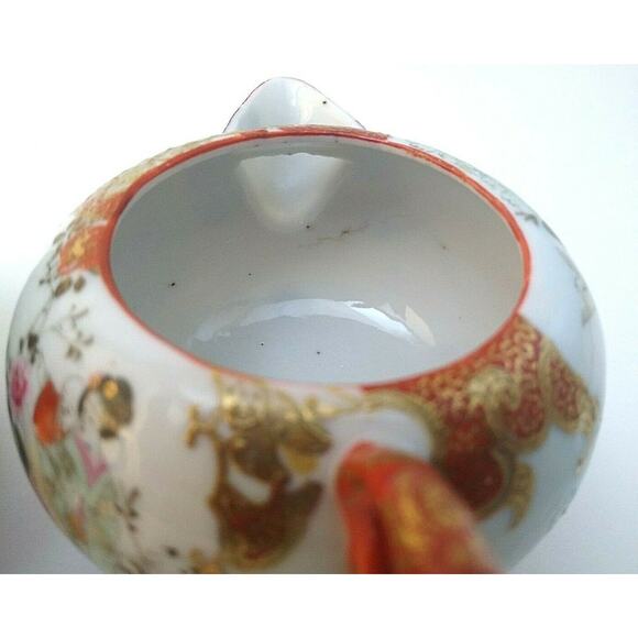 Hand Painted Japanese Geisha Girl Sugar Bowl & Creamer - Picture 5 of 12